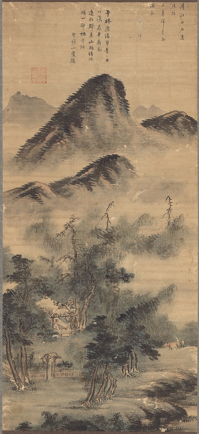 이인문, ‘산수도’, 종이에 연한 색, 121.2×56.3㎝, 국립중앙박물관
