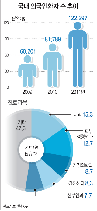 국내 외국인환자 수 추이