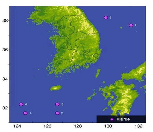 해수 시료 채취 정점 위치