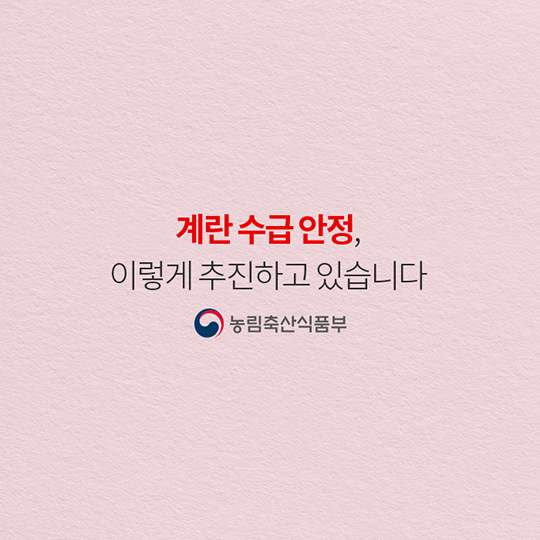 계란 수급 안정, 이렇게 추진하고 있습니다