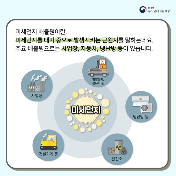 미세먼지 주요배출원과 배출량은 어떻게 되나요?