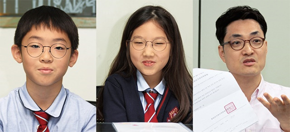 왼쪽부터 박종현 학생, 김연서 학생, 김대권 교사.