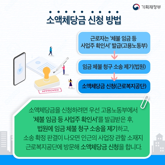 떼인 임금, 더 빨리, 더 많이 정부가 선지급! 소액체당금 인상