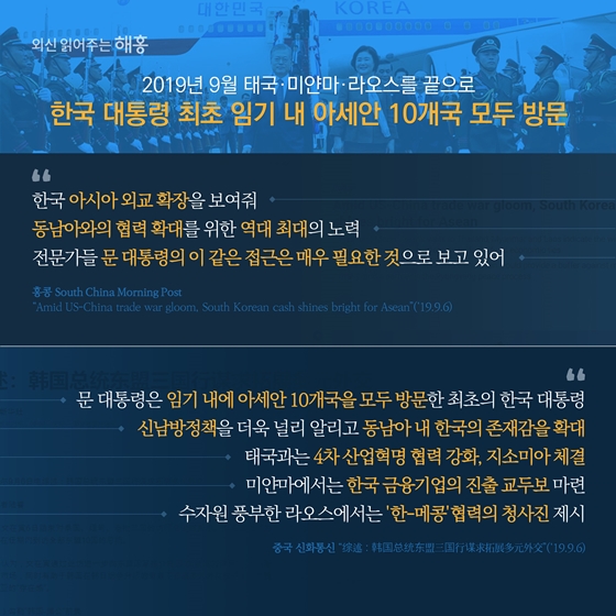 한국 대통령 최초, 임기 내 아세안 10국 모두 방문