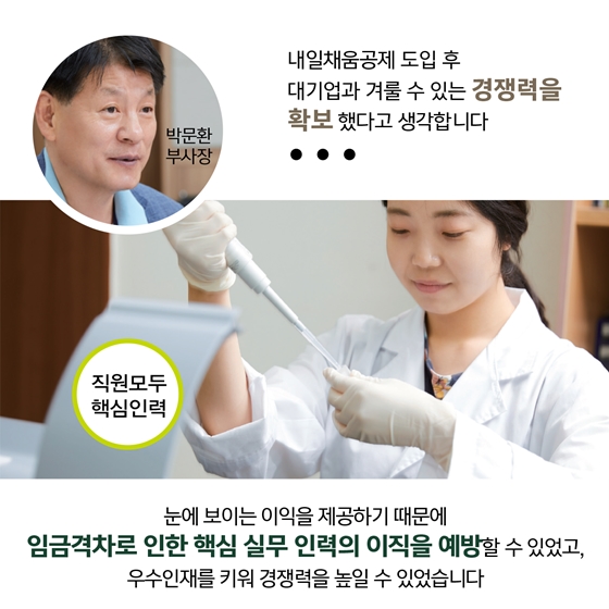 내일채움공제로 대기업과 겨룰 수 있는 경쟁력을 확보했습니다