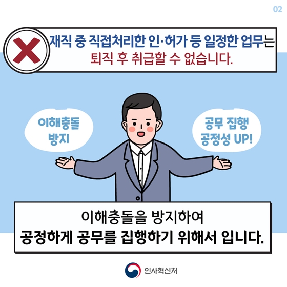 재취업한 퇴직공직자, 재직 중에 직접 처리한 업무를 취급할 수 있다?