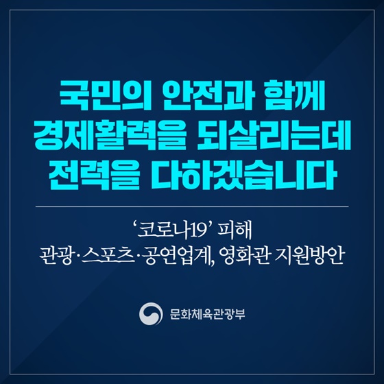 코로나19피해 관광·스포츠·공연업계, 영화관 지원방안