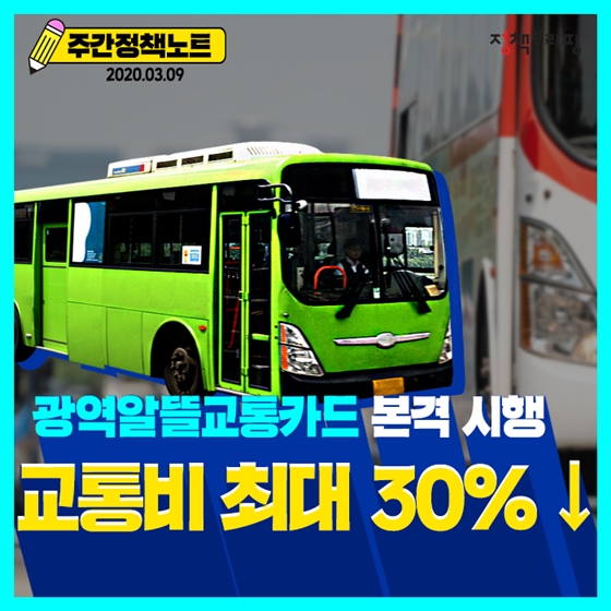 [주간정책노트] 광역알뜰교통카드 본격 시행, 교통비 최대 30% 절감 효과!