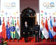 이도훈 외교부 제2차관이 1일~2일(현지시간) 인도 뉴델리에서 개최된 G20 외교장관회의에 참석해 기념촬영을 하고 있다.