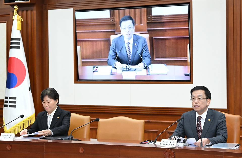 최상목 경제부총리 겸 기획재정부 장관이 2일 서울 종로구 정부서울청사에서 열린 ‘비상 경제 장관회의 겸 물가 관계 장관회의’에서 발언하고 있다.