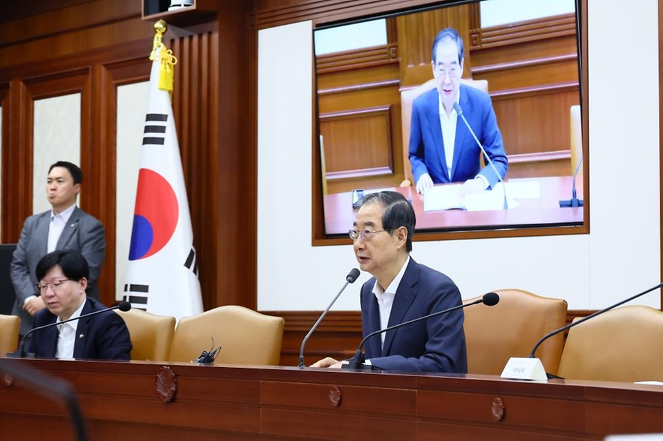 한덕수 국무총리가 1일 서울 종로구 정부서울청사에서 열린 ‘제43회 국정현안관계장관회의’에서 발언하고 있다. 