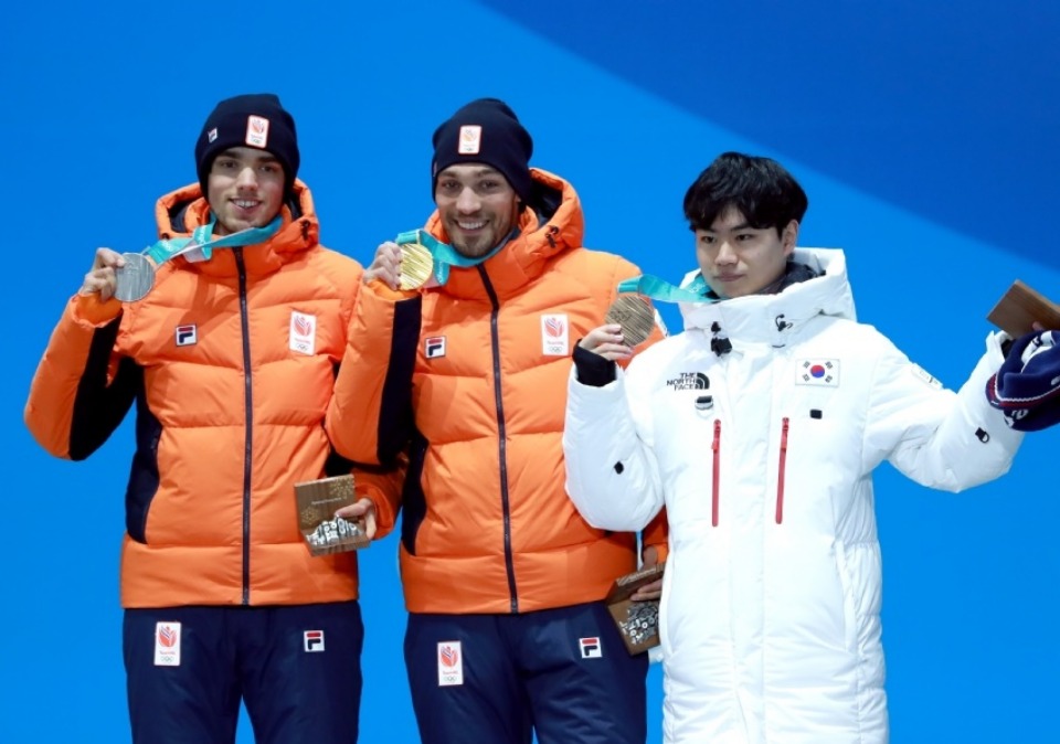 스피드스케이팅 남자 1,500ｍ 시상식, 김민석 선수 동메달(사진출처 : 대한체육회)