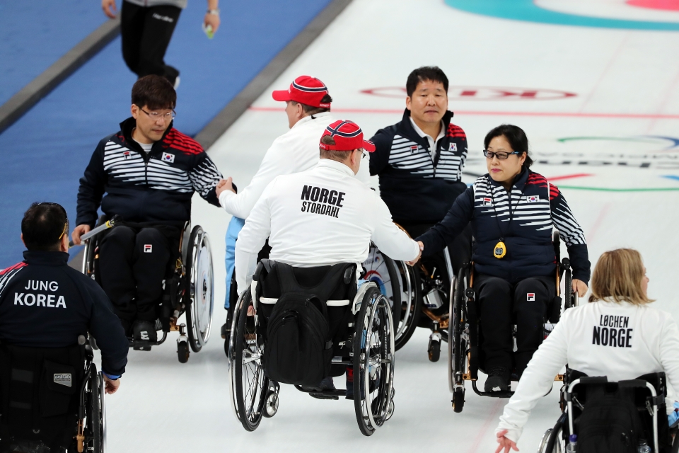 2018 평창동계패럴림픽 휠체어컬링 대한민국 대 노르웨이 4강전 경기