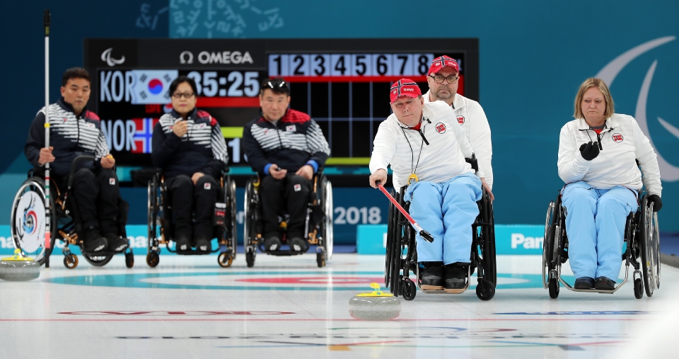 2018 평창동계패럴림픽 휠체어컬링 대한민국 대 노르웨이 4강전 경기