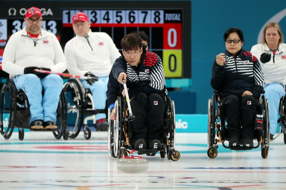 2018 평창동계패럴림픽 휠체어컬링 대한민국 대 노르웨이 4강전 경기