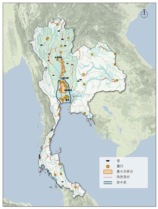 태국 물관리사업 프로젝트별 위치도(태국 Master Plan 기준)