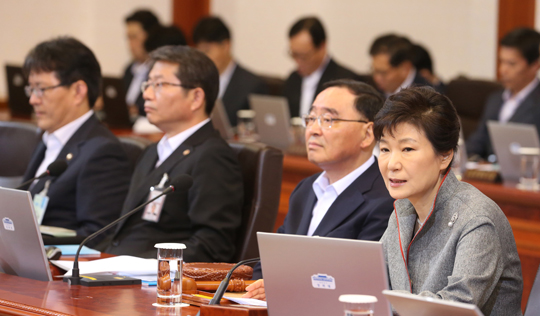 박근혜 대통령이 30일 오전 청와대에서 열린 국무회의에서 현안에 대해 발언하고 있다. (사진=저작권자(c)연합뉴스.무단전재-재배포금지)