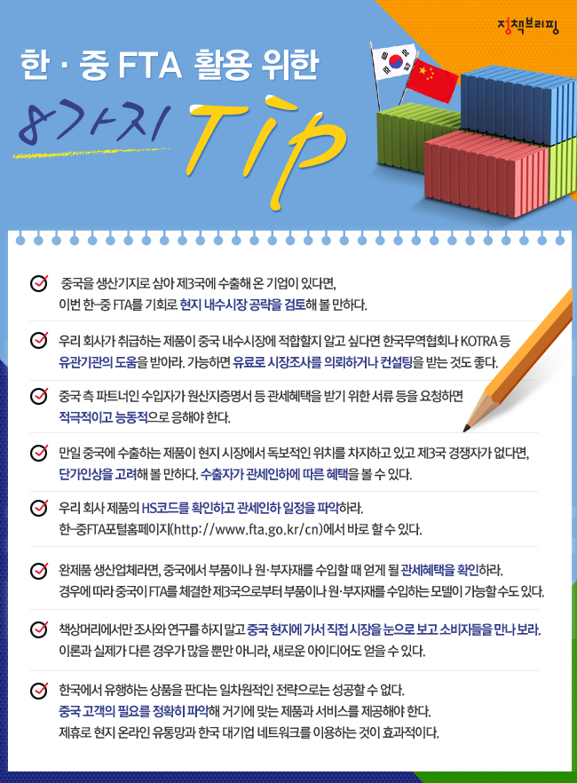 한·중 FTA 활용 8가지 팁