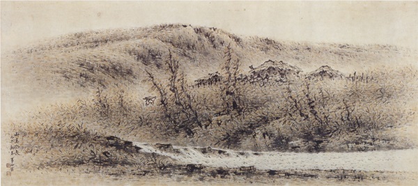 이상범-산고수장(山高水長),1966년, 종이에 수묵담채, 56.5×128cm, 개인 소장