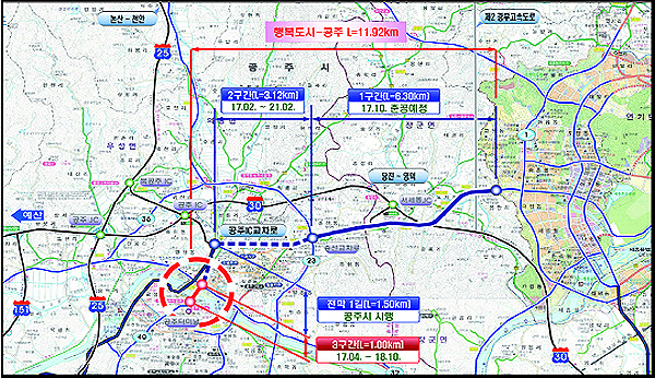 세종∼공주 연결도로 1·2구간 공사 위치도 (제공=행정중심복합도시청)