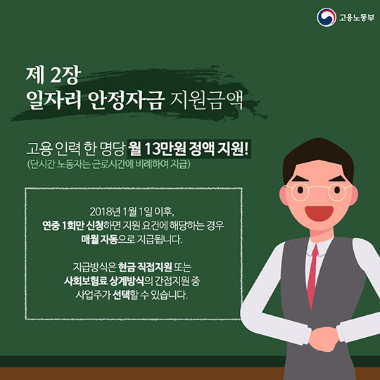 일자리 안정자금, 최저임금 인상에 따른 부담을 줄여줍니다!