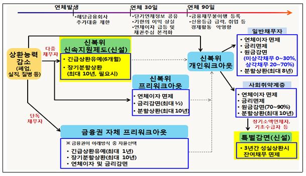 일시적 취약채무자에 대한 지원체계(출처=금융위원회)