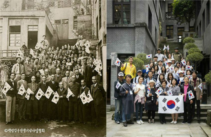 중경 임시정부 청사 계단에서 임시정부의 숨결을 느끼다.