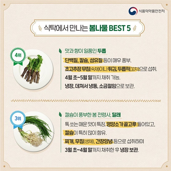 식탁에서 만나는 봄나물 BEST 5