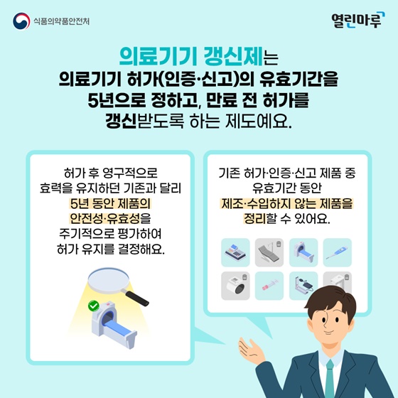 의료기기 갱신제 시작, 5년마다 의료기기 허가·인증·신고 갱신하세요!