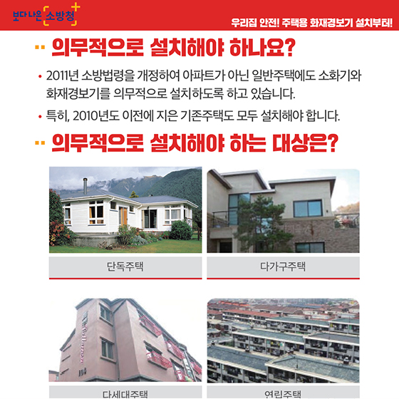 우리집 안전, 주택용 화재경보기 설치부터