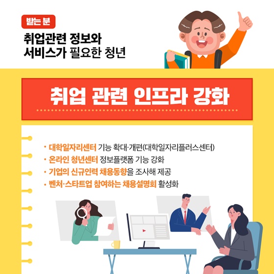 취업관련 정보와 서비스가 필요한 청년