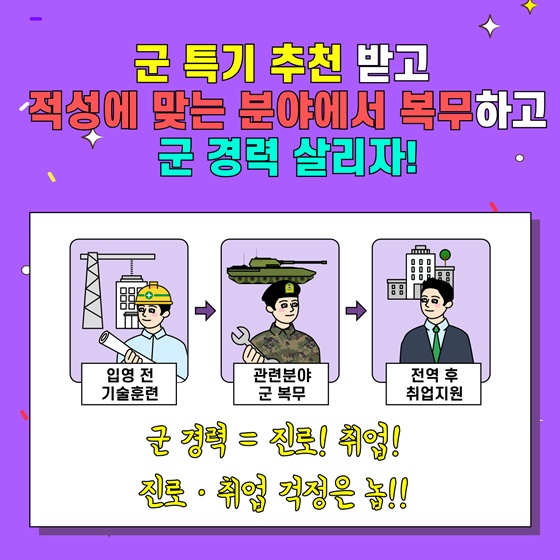 군 특기 추천 받고 적성에 맞는 분야에서 복무하고 군 경력 살리자!