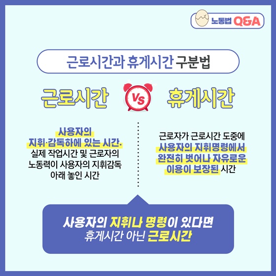 근로시간과 휴게시간 구분법