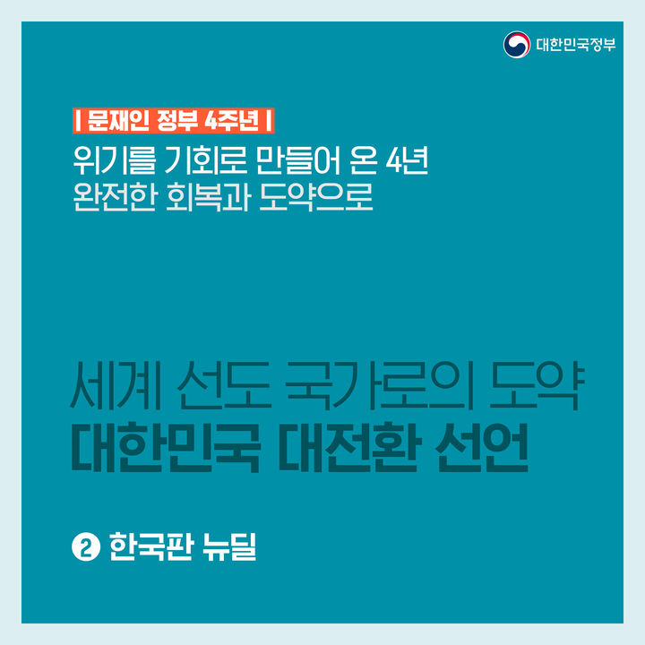 [문재인 정부 4주년] ② 한국판 뉴딜 - 세계 선도 국가로의 도약 대한민국 대전환 선언 