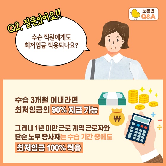 Q2. 수습 직원에게도 최저임금 적용되나요?