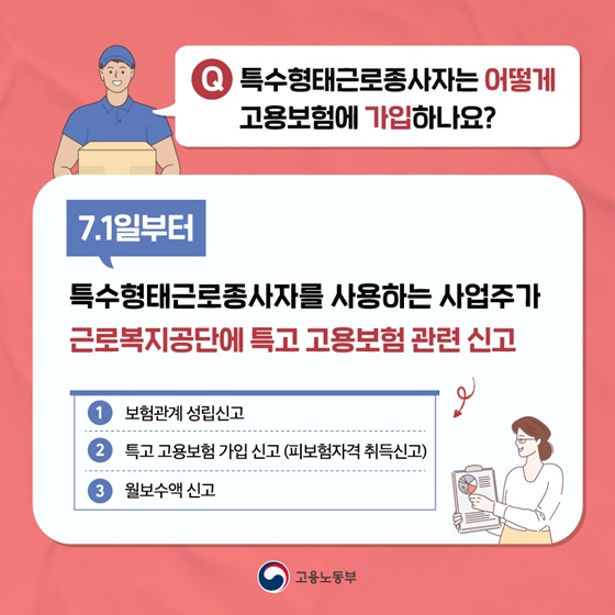 Q. 특수형태근로종사자는 어떻게 고용보험에 가입하나요?