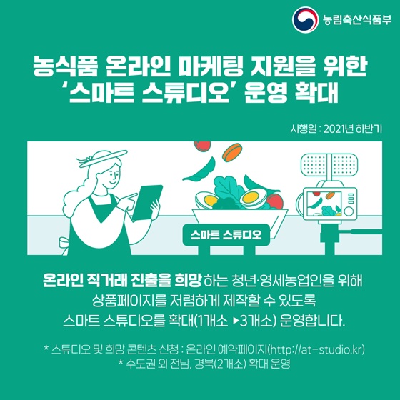 농식품 온라인 마케팅 지원을 위한 ‘스마트 스튜디오’ 운영 확대