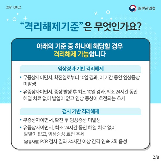 “격리해제기준”은 무엇인가요?