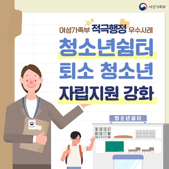 청소년쉼터 퇴소 청소년 자립지원 강화