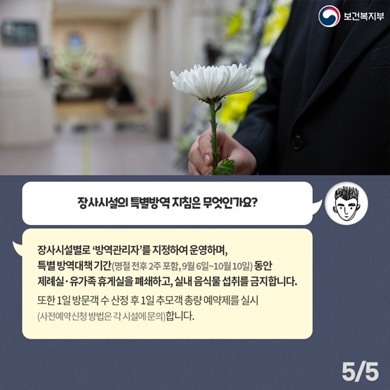 Q. 장사시설의 특별방역 지침은 무엇인가요?