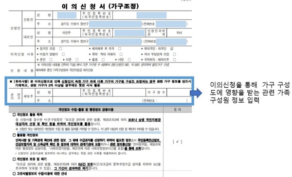 이의 신청서 양식