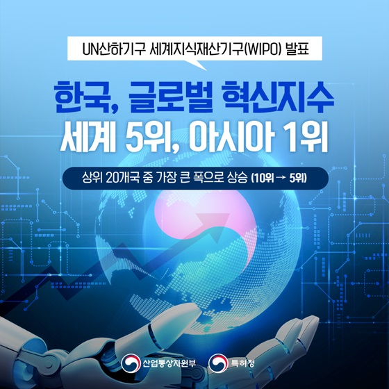 한국 ‘글로벌 혁신지수 세계 5위, 아시아 1위’