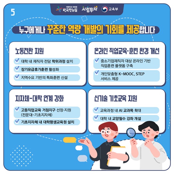 누구에게나 꾸준한 역량 개발의 기회를 제공합니다.