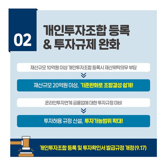 개인투자조합 등록 & 투자규제 완화