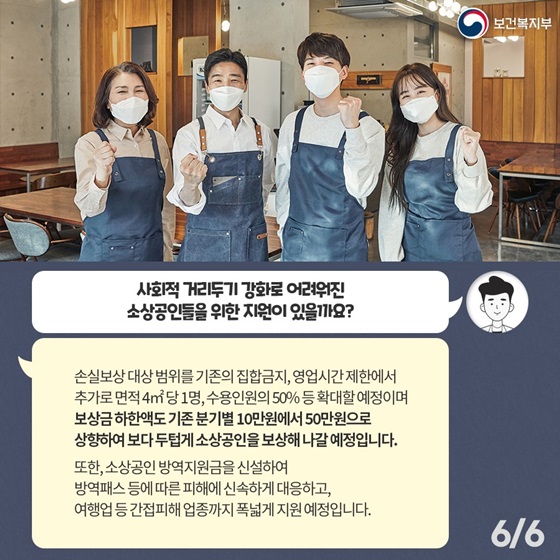 사회적 거리두기 강화로 어려워진 소상공인들을 위한 지원이 있을까요?