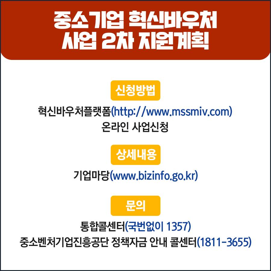 중소기업 혁신바우처 사업 2차 지원계획