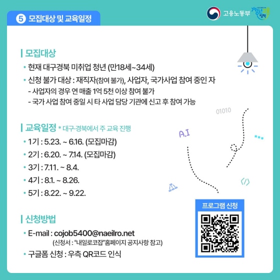 A.I 스마트 산업 청년 취업 지원 프로그램이 청년 여러분을 기다립니다