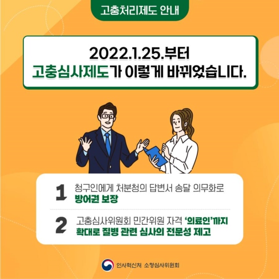 2022. 1. 25. 부터 고충 심사제도가 이렇게 바뀌었습니다