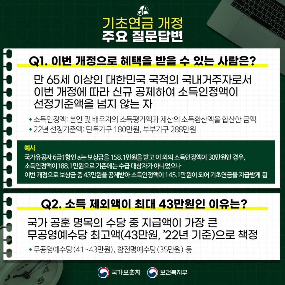 Q&A로 알아보는 기초연금 개정