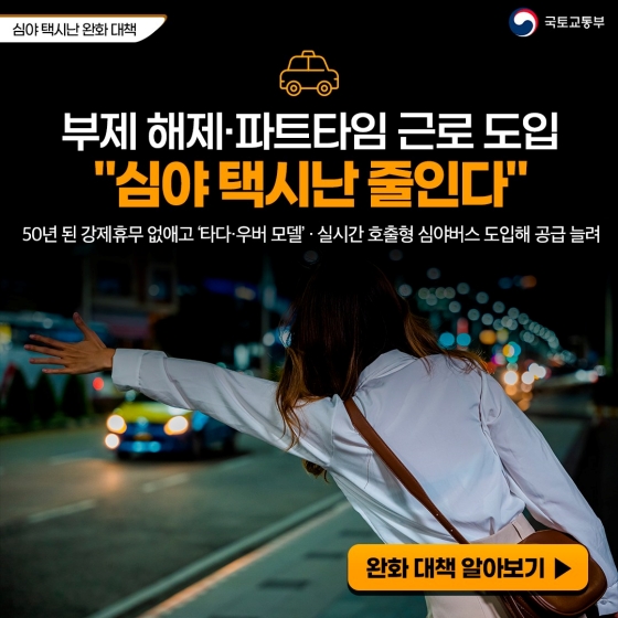 부제 해제·파트타임 근로 도입 “심야 택시난 줄인다”